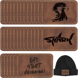 50 Pack Blank Leatherette Hat Patch with Adhesive, Rectangle Laserable Leatherette Patch, Faux Leather Patches for Hats Custom Fabric Repair Sew Laser Supplies (3 X 2 Inches)