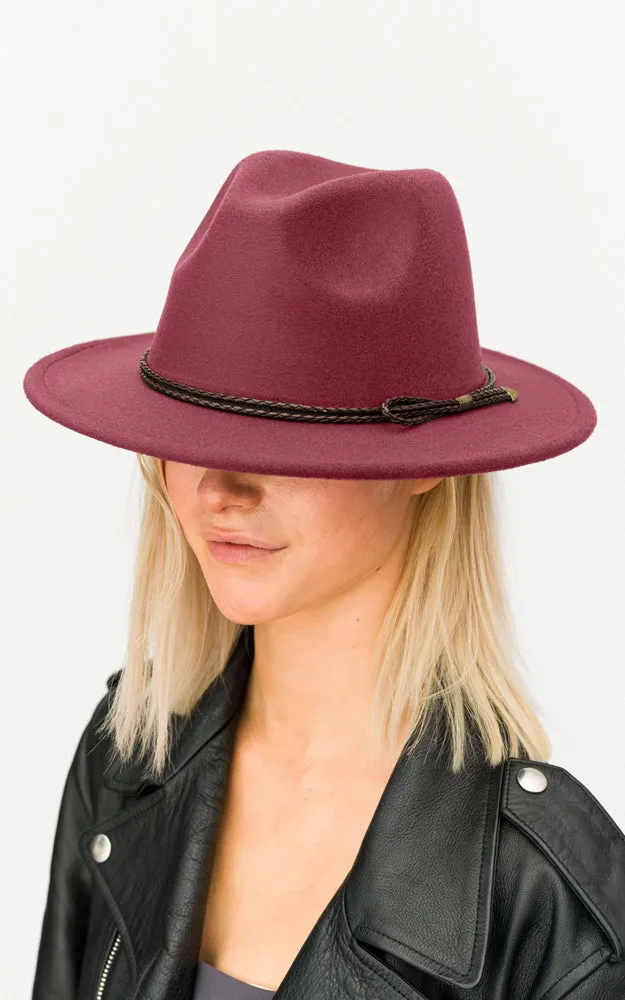 BHAT6044 Faux Wool Adjustable Fedora