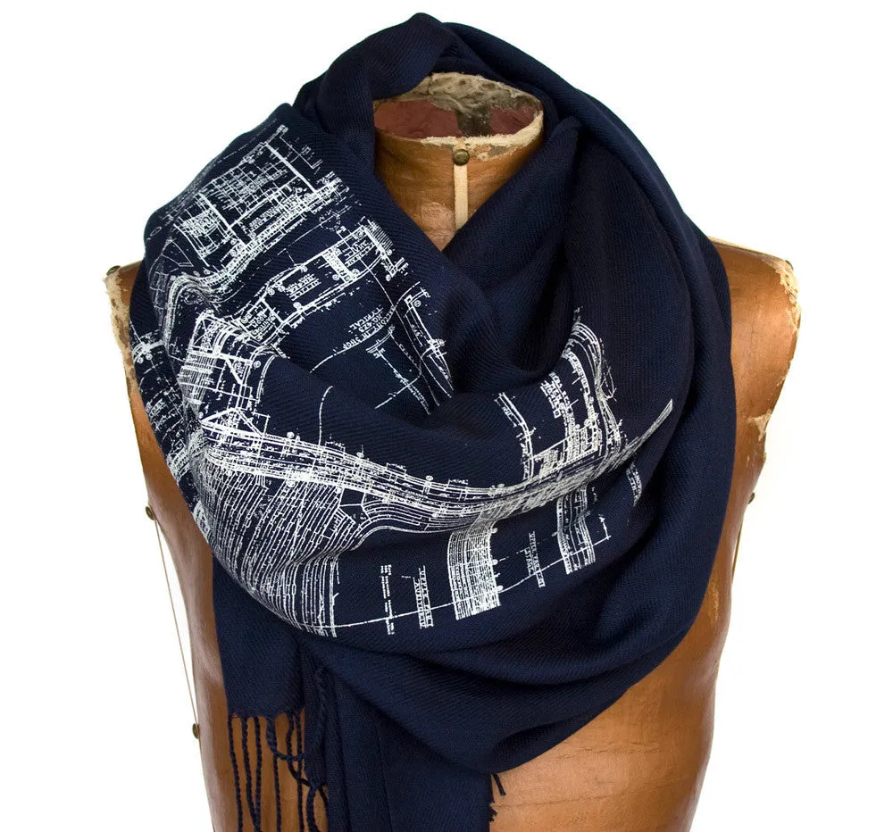 Blueprint Pashmina Scarf, Cass Tech Detroit