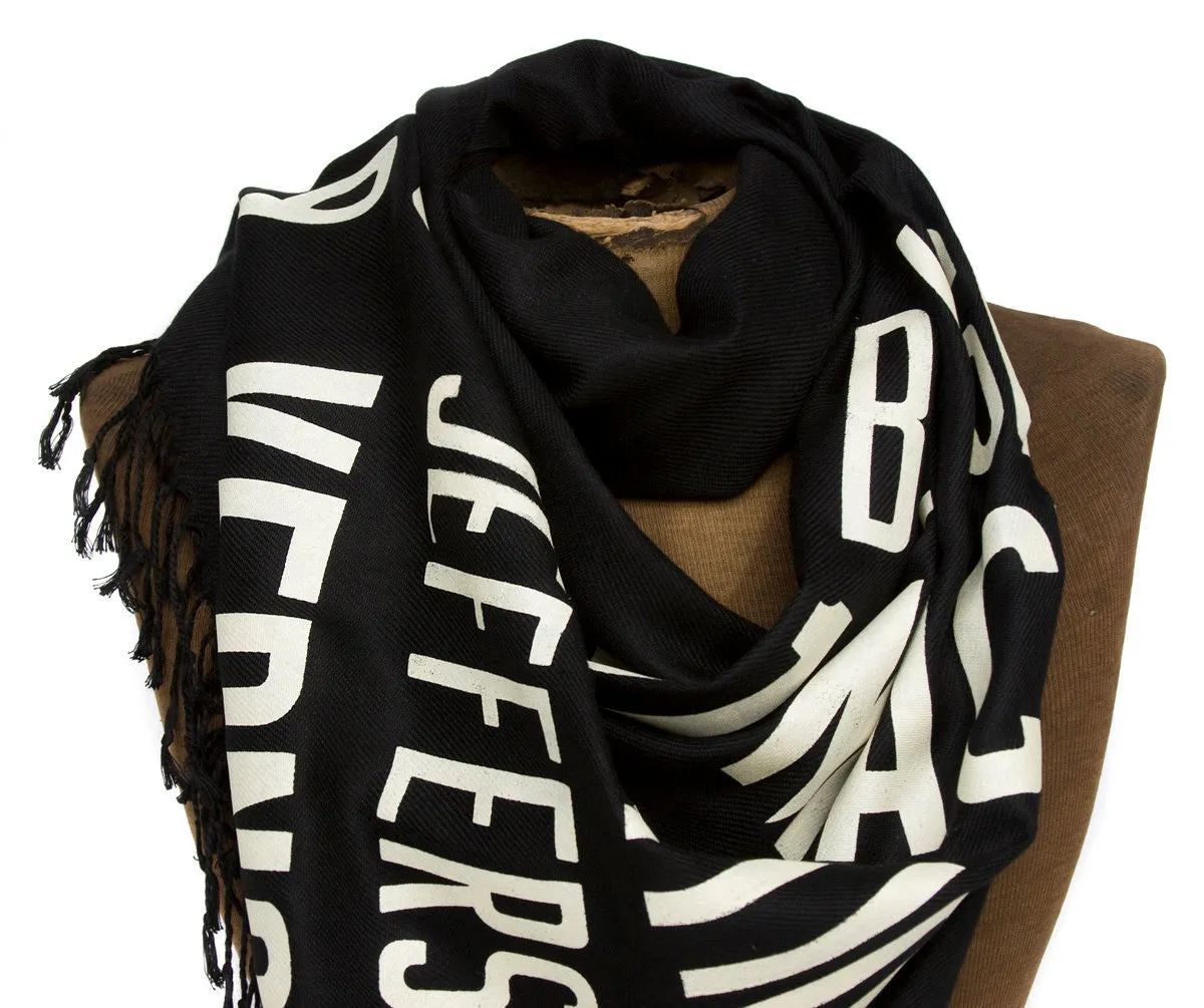 Bus Scroll Pashmina: Detroit East Side Route scarf