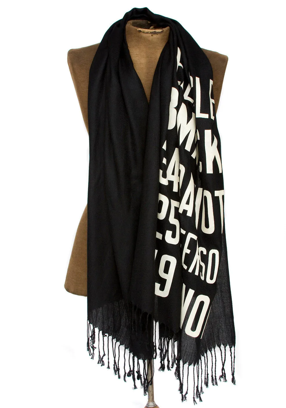 Bus Scroll Pashmina: Detroit East Side Route scarf