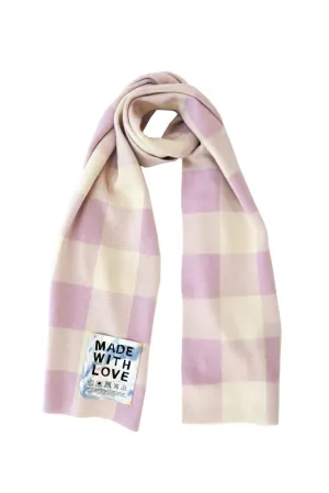 Cashmere Gingham Scarf , Lilac