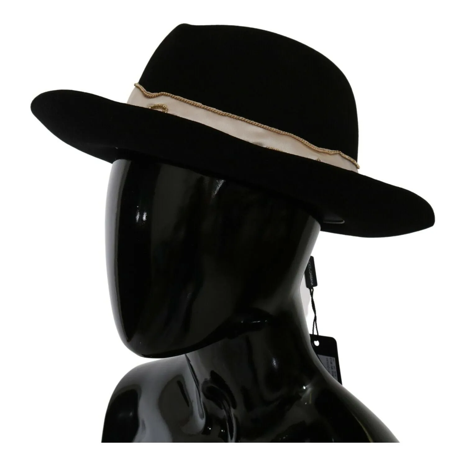 Dolce & Gabbana Elegant Black Lapin Wide Brim Panama Hat