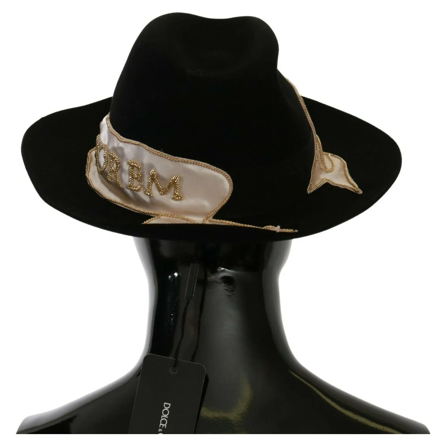 Dolce & Gabbana Elegant Black Lapin Wide Brim Panama Hat