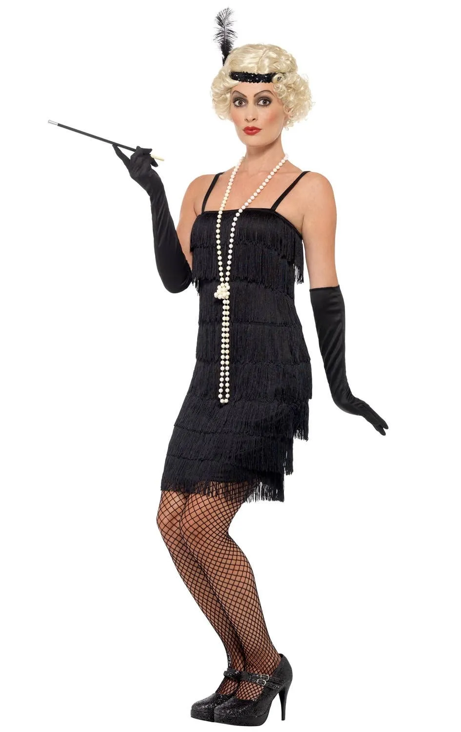 Glam Flapper Womens Plus Size Black 1920s Costume