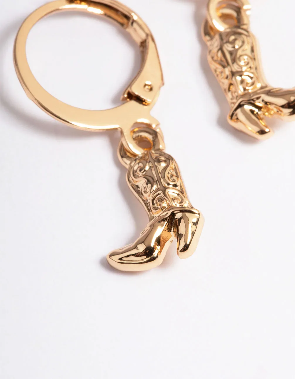 Gold Cowboy Boot Huggie Earrings