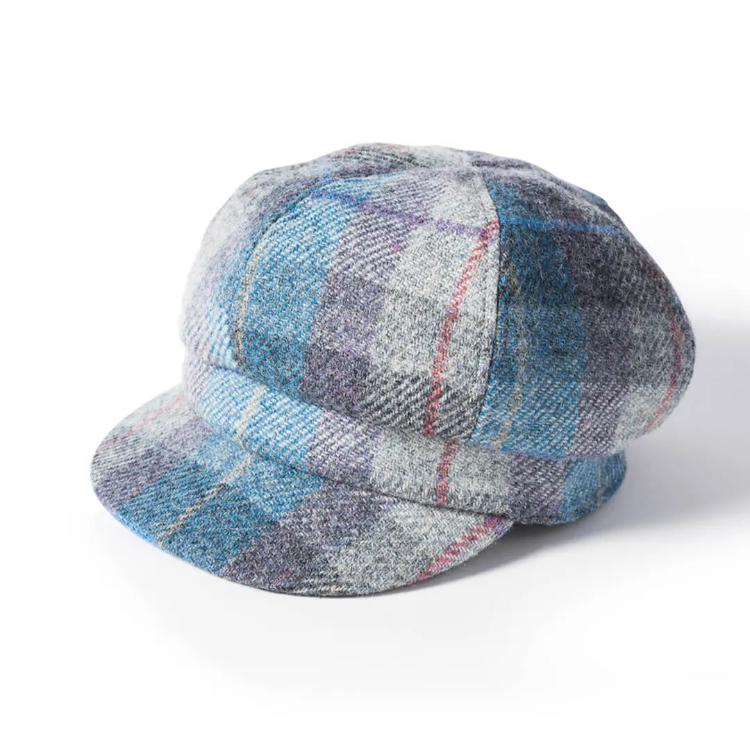 Harris Tweed Ladies Newsboy Cap - Grey Check by Failsworth