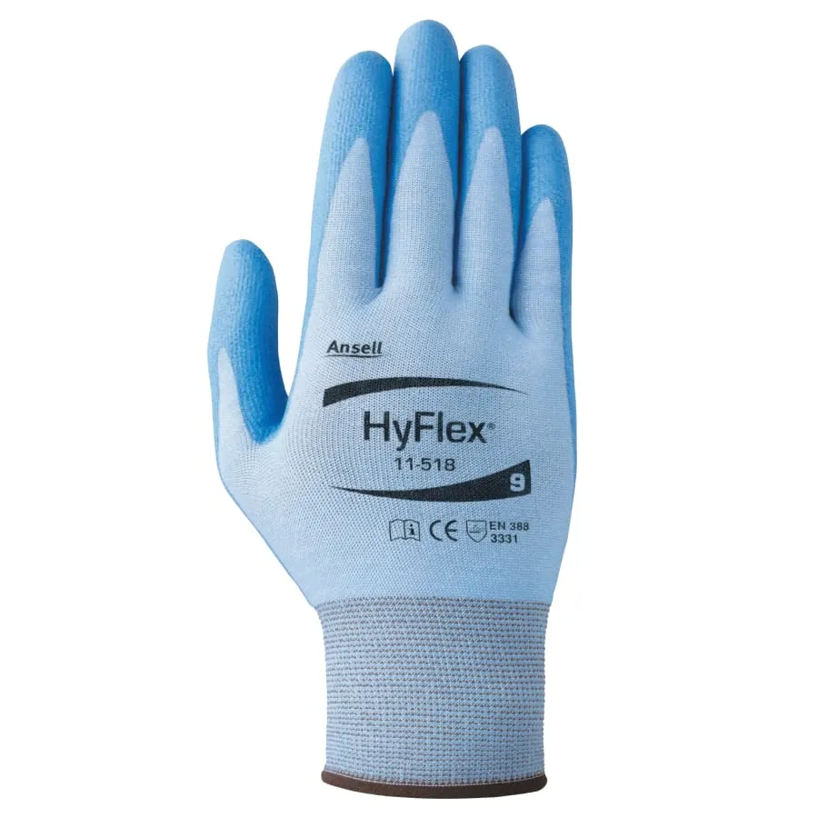 HyFlex® 11-518 Polyurethane Palm Coated Gloves - HYFLEX 11-518 CUT RESISTW/18 GA DYNEEMA