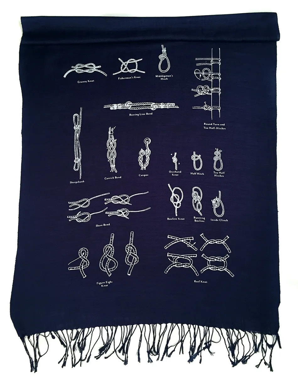 Knot Tying Diagram scarf. Boy Scout Knots pashmina.