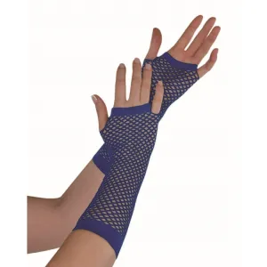 Navy Fishnet Gloves Long