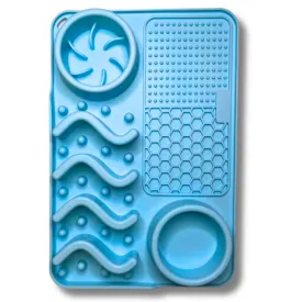 Pups Up Rectangle Lick Mat & Slow Feeder Combo Blue