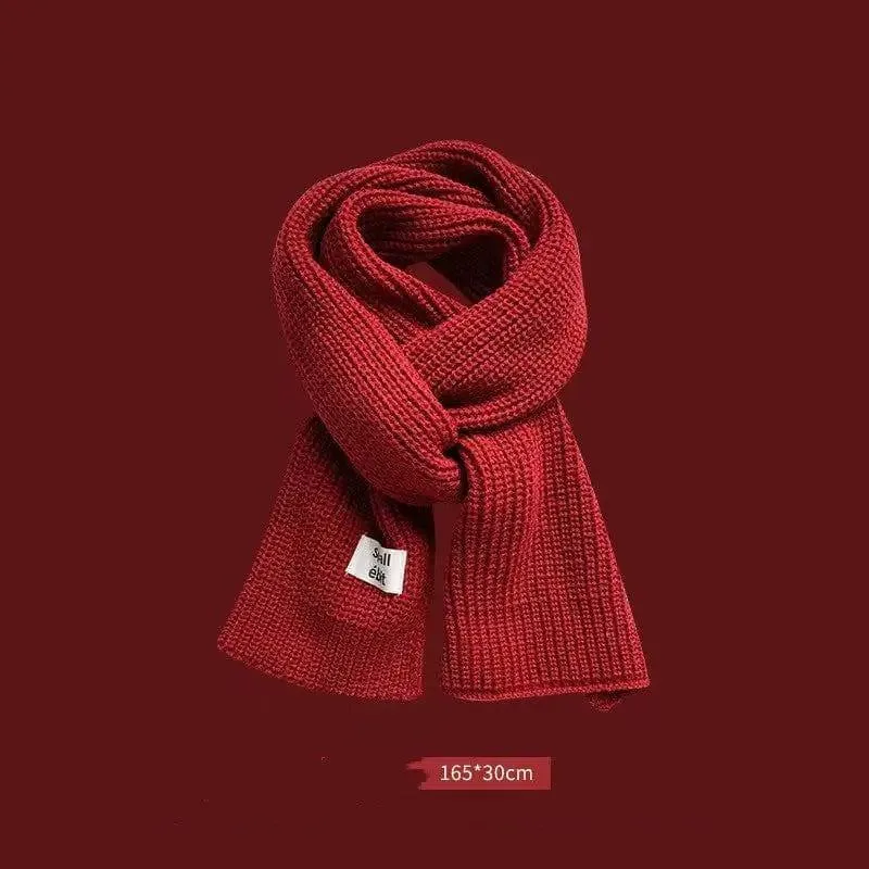 Red New Year Scarf Women's Winter Christmas Knitting Wool