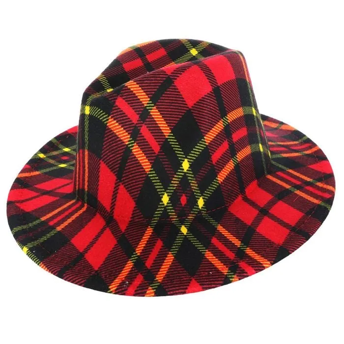 Red Plaid Fedora Hat