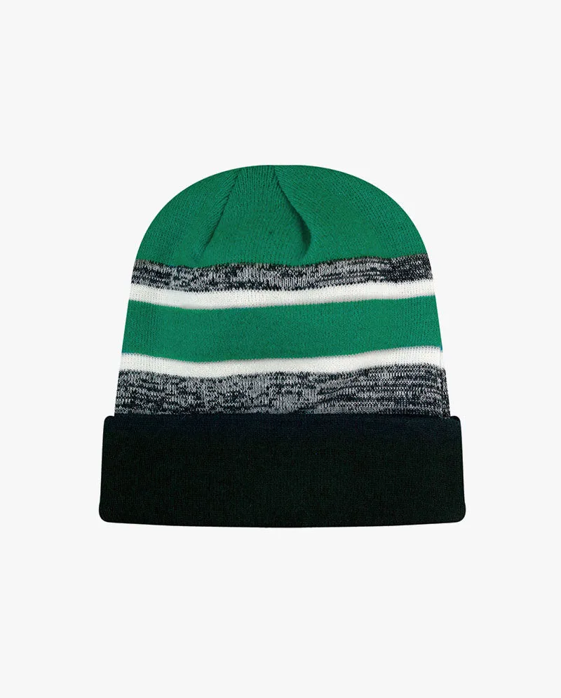 The Hat Depot - Cuffed Stripe Knit Slouch Beanie