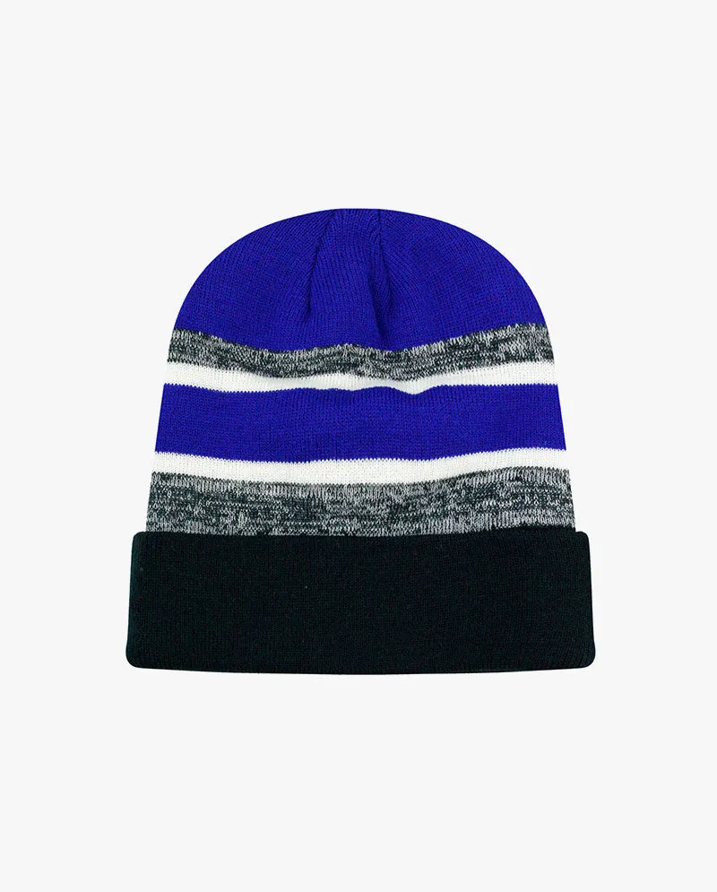 The Hat Depot - Cuffed Stripe Knit Slouch Beanie