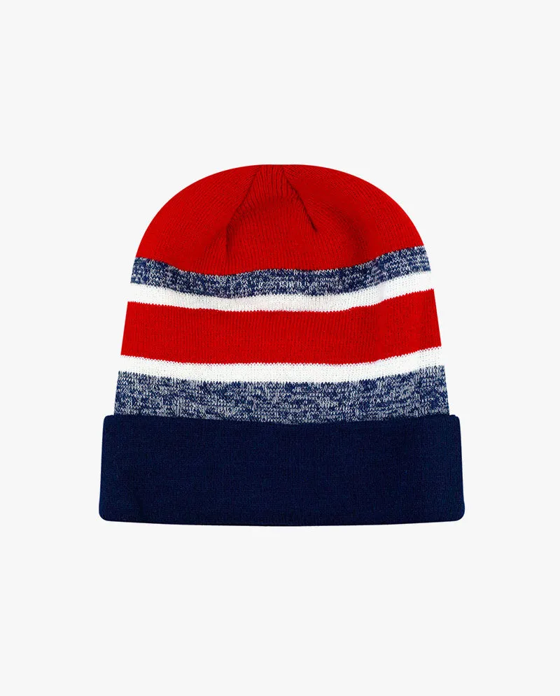 The Hat Depot - Cuffed Stripe Knit Slouch Beanie