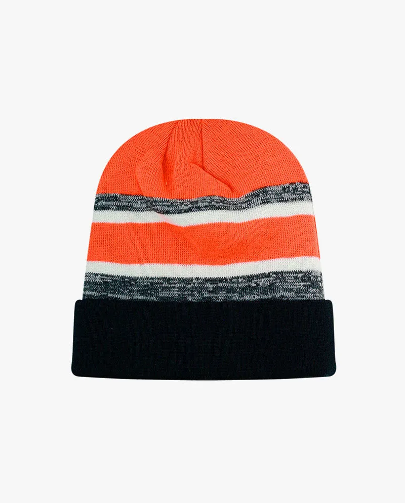 The Hat Depot - Cuffed Stripe Knit Slouch Beanie