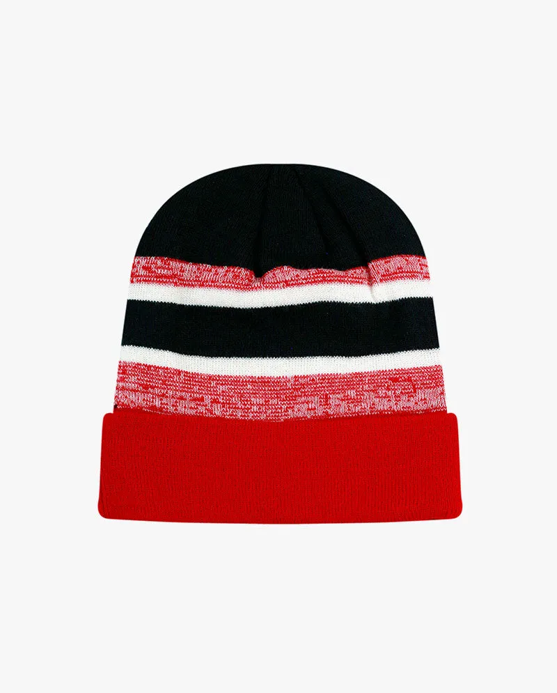 The Hat Depot - Cuffed Stripe Knit Slouch Beanie