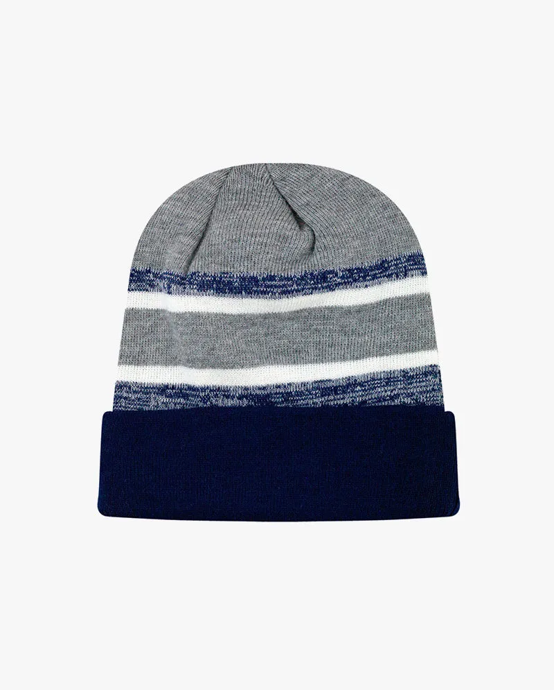 The Hat Depot - Cuffed Stripe Knit Slouch Beanie