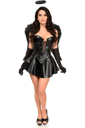 Top Drawer 4 PC Faux Leather Dark Angel Corset Dress Costume