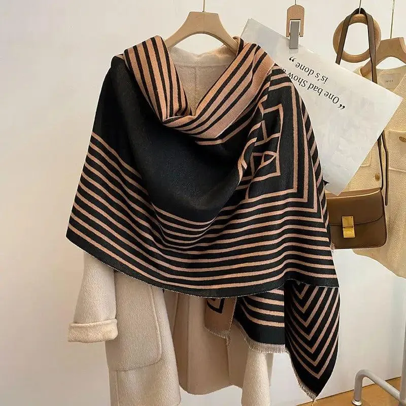 Two-color Cashmere Thickened Scarf Air Conditioner Shawl