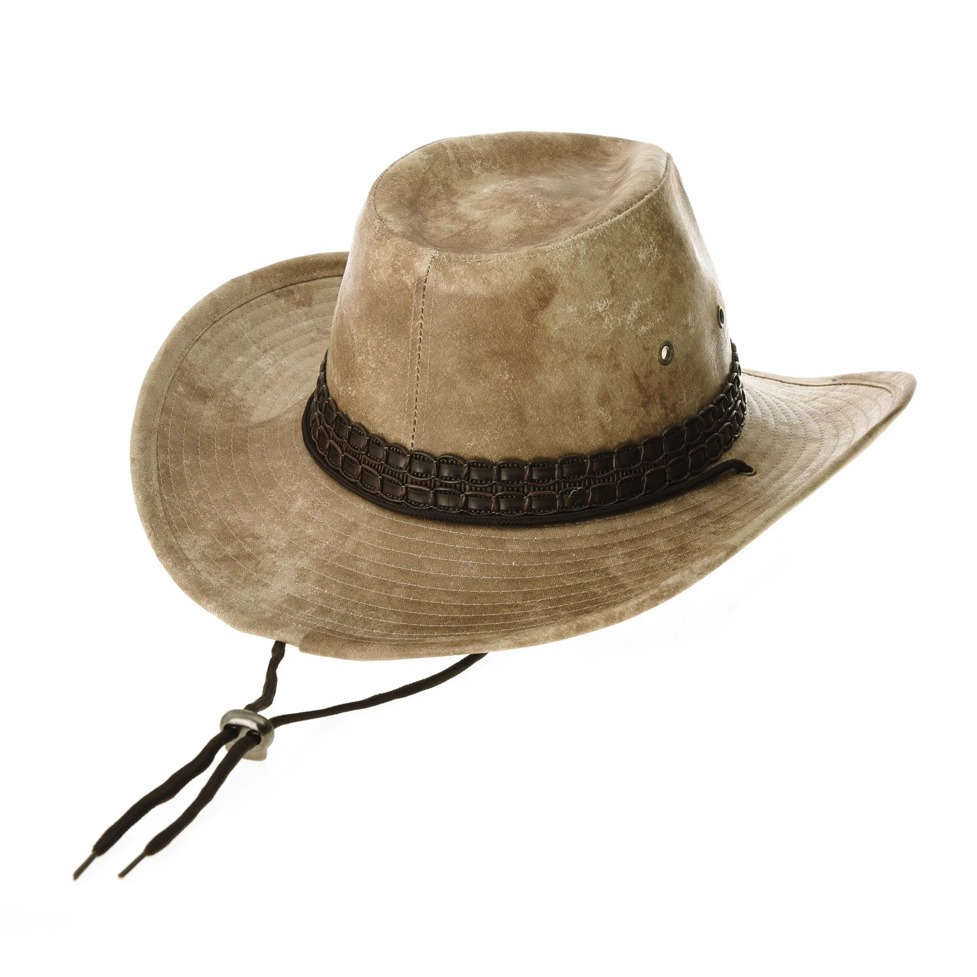 Weathered Faux Leather Outback Hat GN8749