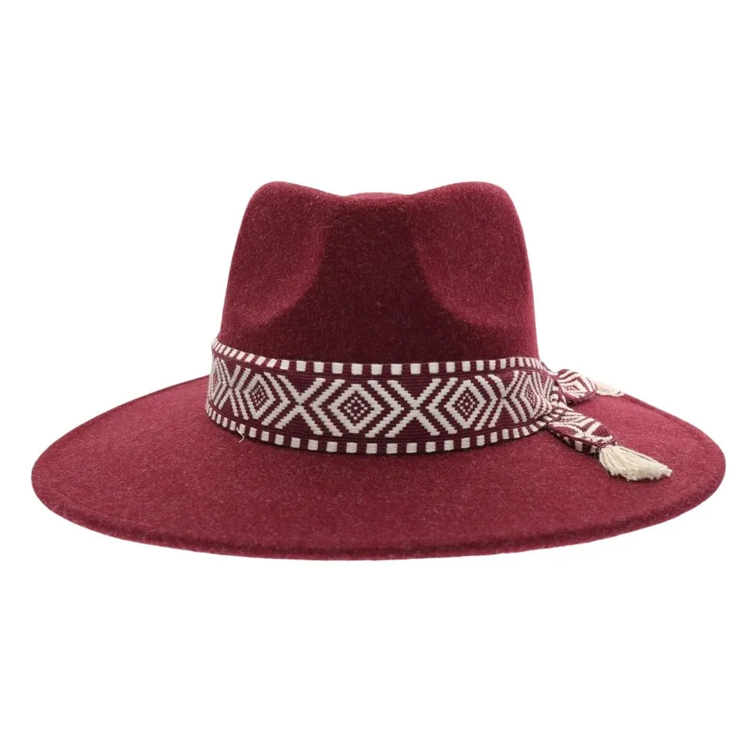 WF3 Lauren Felt Panama Brim Hat With Aztec Trim Band